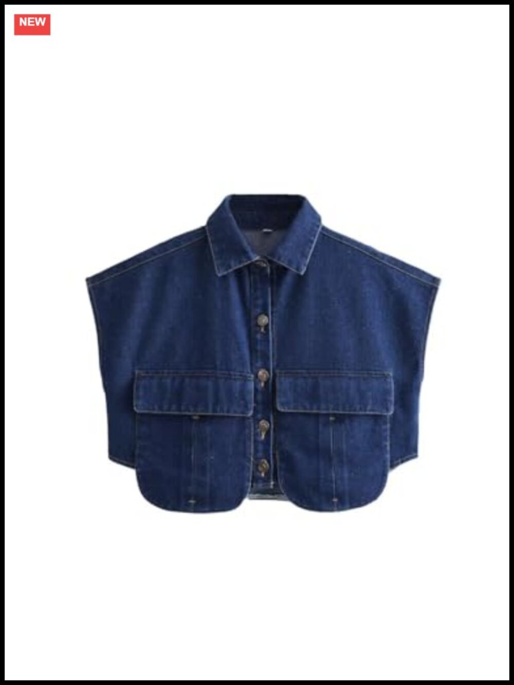 Perbai Womens Cropped Button Down Shirt Summer Collared Sleeveless Loose Denim